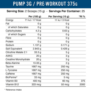 Pump 3G Pre Workout By Applied Nutrition