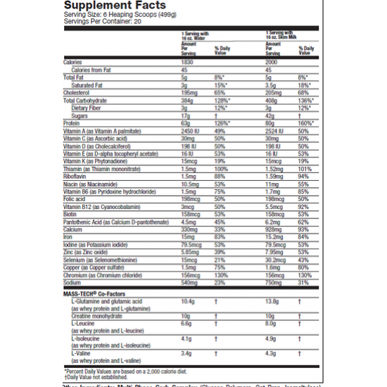 MuscleTech Mass Tech Extreme 2000 Mass Gainer 22lbs MuscleTech Mass Tech Extreme 2000 Mass Gainer 22lbs