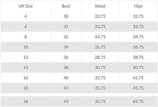 Myprotein Size Chart